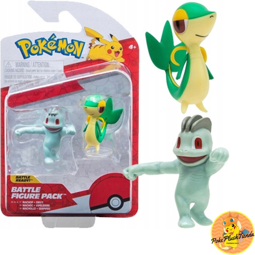 Set dos figuras Pokémon Snivy y machop